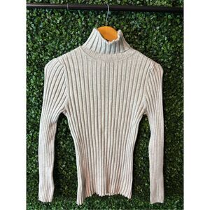 Sundance Legends Turtleneck Sweater Petite Large Heather Gray